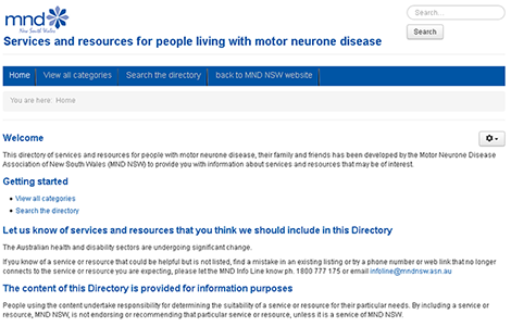Living with MND Directory of Services and Resources Living with MND Directory of Services and Resources